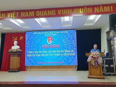 Quận đoàn Lê Chân tổ chức Hội nghị lấy ý kiến cán bộ đoàn chủ chốt tham gia Văn kiện Đại hội Đảng Quận