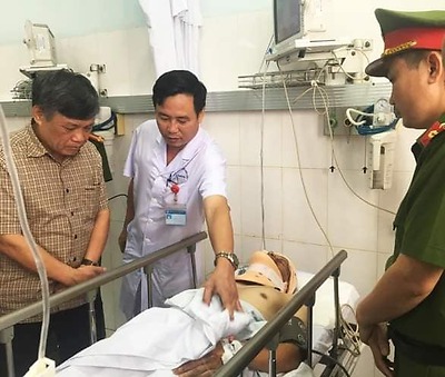 Đoàn viên Đội Cảnh sát Giao thông - Trật tự - Cơ động, Công an huyện An Lão bị thương đã qua cơn nguy kịch