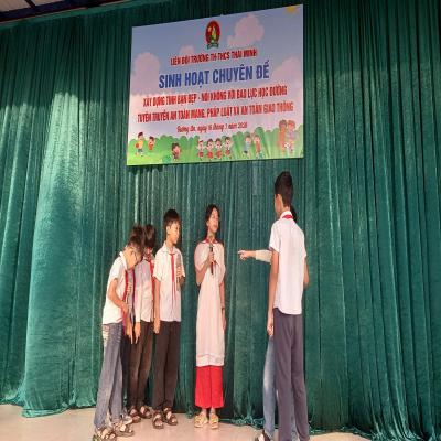 LIÊN ĐỘI TRƯỜNG TH & THCS THÁI MINH: TỔ CHỨC CHUYÊN ĐỀ CẤP THÀNH PHỐ “XÂY DỰNG TÌNH BẠN ĐẸP - NÓI KHÔNG VỚI BẠO LỰC HỌC ĐƯỜNG”