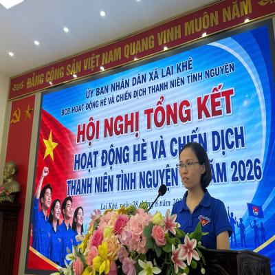 XÃ LAI KHÊ TỔ CHỨC TỔNG KẾT HOẠT ĐỘNG HÈ VÀ CHIẾN DỊCH THANH NIÊN TÌNH NGUYỆN HÈ NĂM 2026