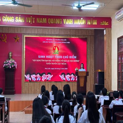 Khánh thành công trình măng non chào mừng kỷ niệm 95 năm Ngày thành lập Đoàn, chào mừng thành công cuộc bầu cử các cấp; Sinh hoạt chuyên đề xây dựng tình bạn đẹp, nói không với bạo lực học đường và tuyên truyền Luật Trẻ em