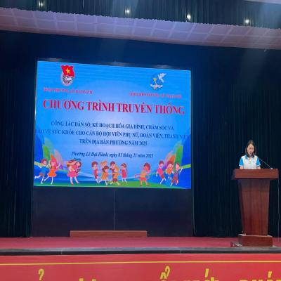 Đoàn phường Lê Đại Hành: Tổ chức chương trình tuyên truyền công tác dân số, kế hoạch hóa gia đình, chăm sóc và bảo vệ sức khỏe cho cán bộ hội viên phụ nữ và đoàn viên thanh niên trên địa bàn phường năm 2025.