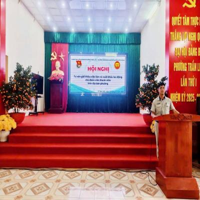 ĐOÀN PHƯỜNG TRẦN LIỄU PHỐI HỢP VỚI TRƯỜNG CAO ĐẲNG NGHỀ SỐ 20 BỘ QUỐC PHÒNG  TỔ CHỨC TƯ VẤN, GIỚI THIỆU VIỆC LÀM CHO ĐOÀN VIÊN THANH NIÊN
