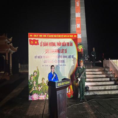 AN THÀNH: PHỐI HỢP, THAM MƯU TỔ CHỨC LỄ DÂNG HƯƠNG, THẮP NẾN TRI ÂN CÁC ANH HÙNG LIỆT SĨ