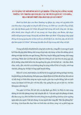 ẤN TƯỢNG VỀ MÔ HÌNH DÂN VẬN KHÉO “ỨNG DỤNG CÔNG NGHỆ THÔNG TIN TRONG QUẢNG BÁ CÁC DI TÍCH LỊCH SỬ, VĂN HÓA, ĐỊA CHỈ ĐỎ TRÊN ĐỊA BÀN QUẬN LÊ CHÂN”