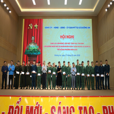 ĐƯỜNG AN: TỔ CHỨC CHƯƠNG TRÌNH GIAO LƯU VĂN NGHỆ, GẶP MẶT TẶNG QUÀ TÂN BINH LÊN ĐƯỜNG NHẬP NGŨ VÀ QUÂN NHÂN HOÀN THÀNH NGHĨA VỤ QUÂN SỰ TRỞ VỀ ĐỊA PHƯƠNG NĂM 2026