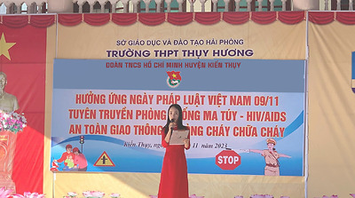 Đoàn TNCS Hồ Chí Minh huyện Kiến Thụy tổ chức tuyên truyền phòng chống HIV, AIDS, An toàn giao thông, phòng cháy chữa cháy 2023