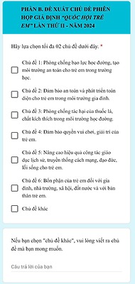 HỘI NGHỊ LẤY Ý KIẾN TRẺ EM VỀ CHỦ ĐỀ PHIÊN HỌP GIẢ ĐỊNH QUỐC HỘI TRẺ EM