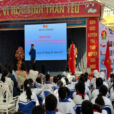 ĐOÀN THANH NIÊN – HỘI LHTN – ĐỘI TNTP HỒ CHÍ MINH HUYỆN VĨNH BẢO TỔ CHỨC HỘI NGHỊ TRIỂN KHAI GIẢI PHÁP HỖ TRỢ, GIÚP ĐỠ TRẺ EM, HỌC SINH TRÊN ĐỊA BÀN CÓ NGUY CƠ BỎ HỌC ĐẾN TRƯỜNG