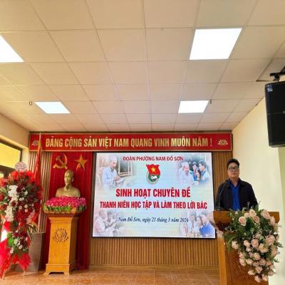 Hưởng ứng Tháng Thanh niên 2026: Đoàn phường Nam Đồ Sơn tổ chức Sinh hoạt chuyên đề 